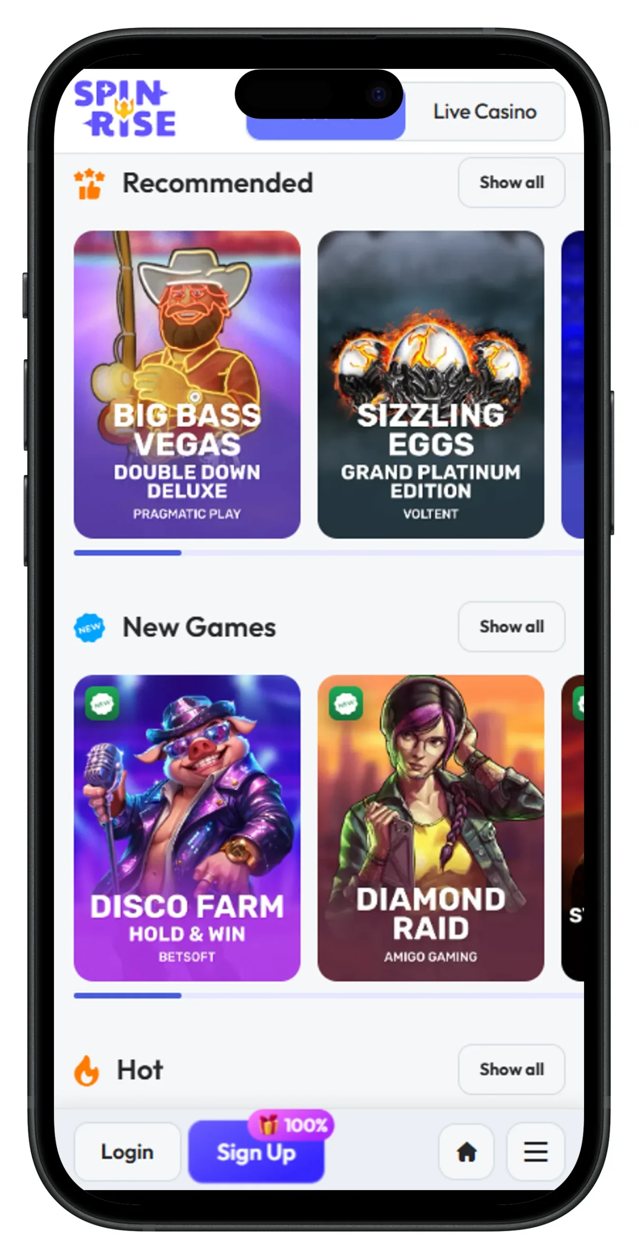 Spinrise Casino Apps für iPhone (iOS)